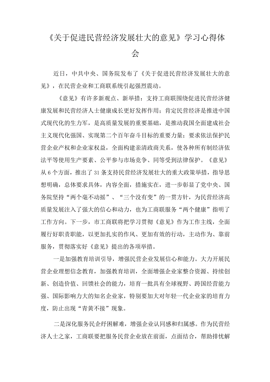 （2篇）《最高人民法院关于优化法治环境促进民营经济发展壮大的指导意见》心得体会.docx_第3页