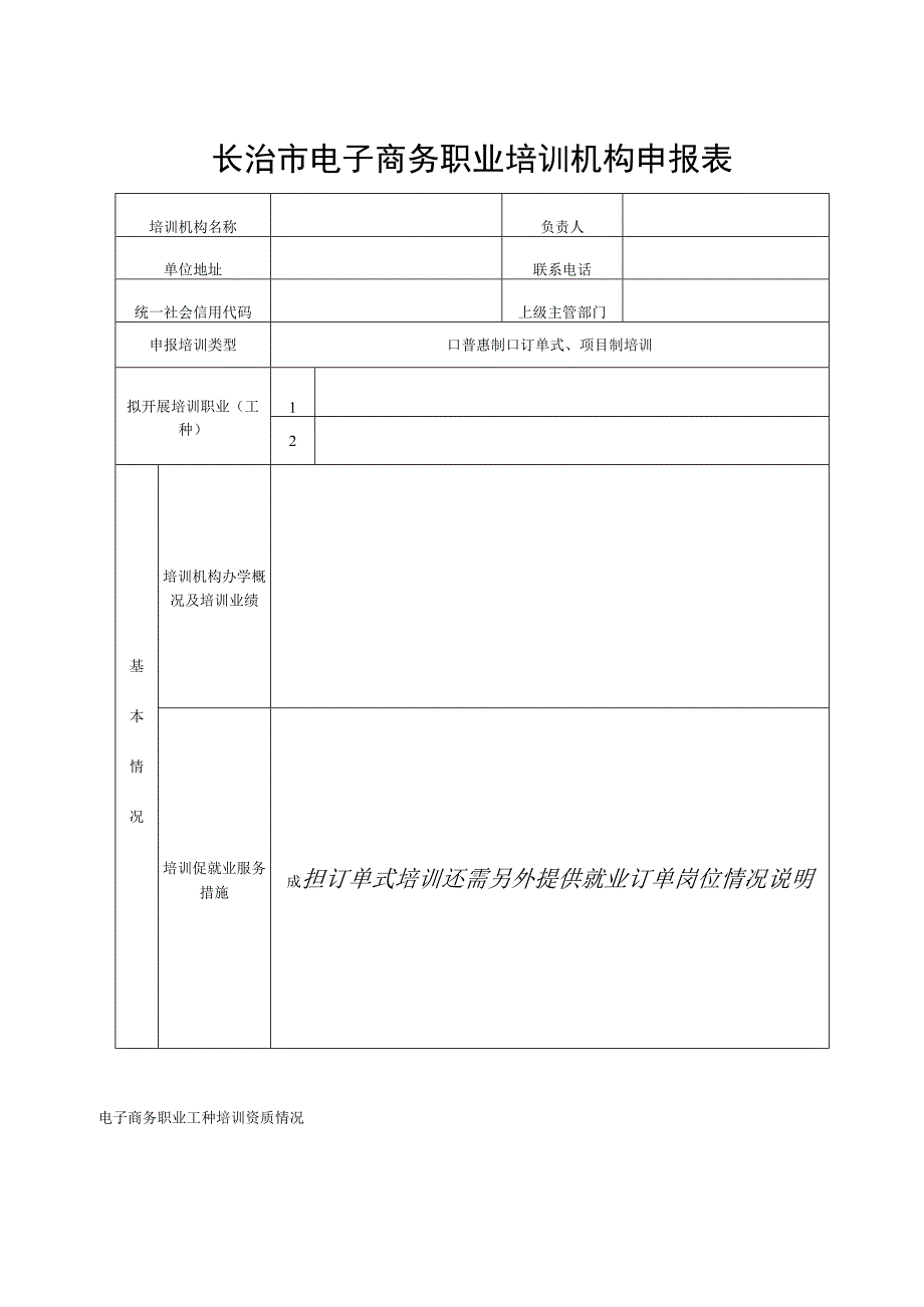 长治市电子商务职业培训机构申报表.docx_第1页