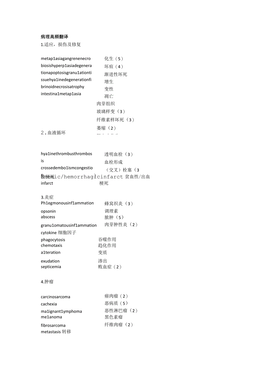 病理学学习资料：病理翻译和名解.docx_第1页