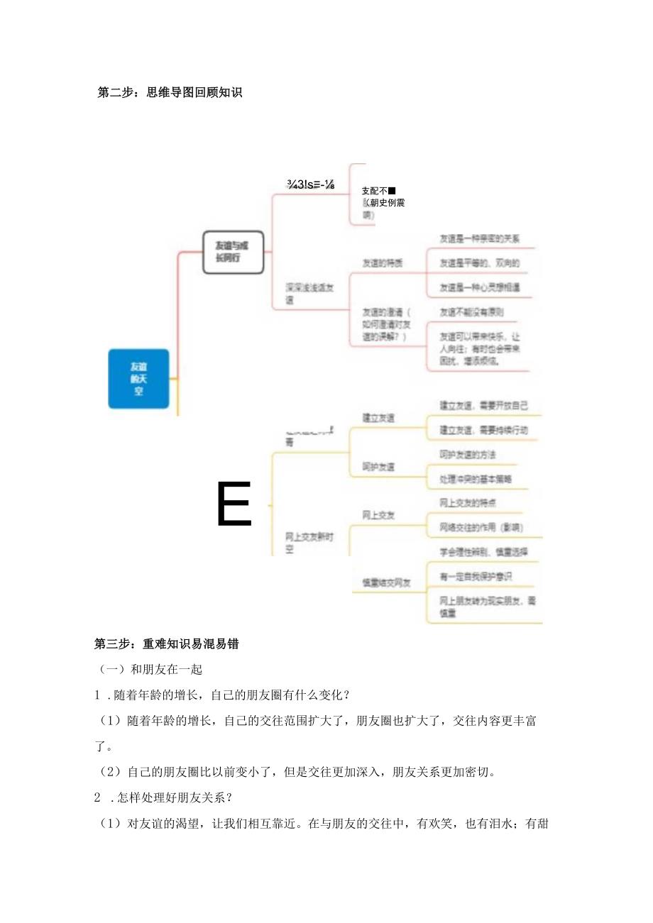 统编版七年级上册道德与法治第二单元 友谊的天空 期末复习学案.docx_第2页