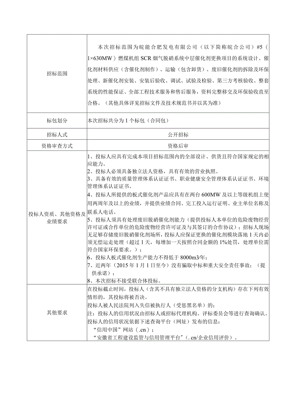 皖能合肥发电有限公司#51630MW机组脱硝系统中层催化剂更换项目.docx_第2页