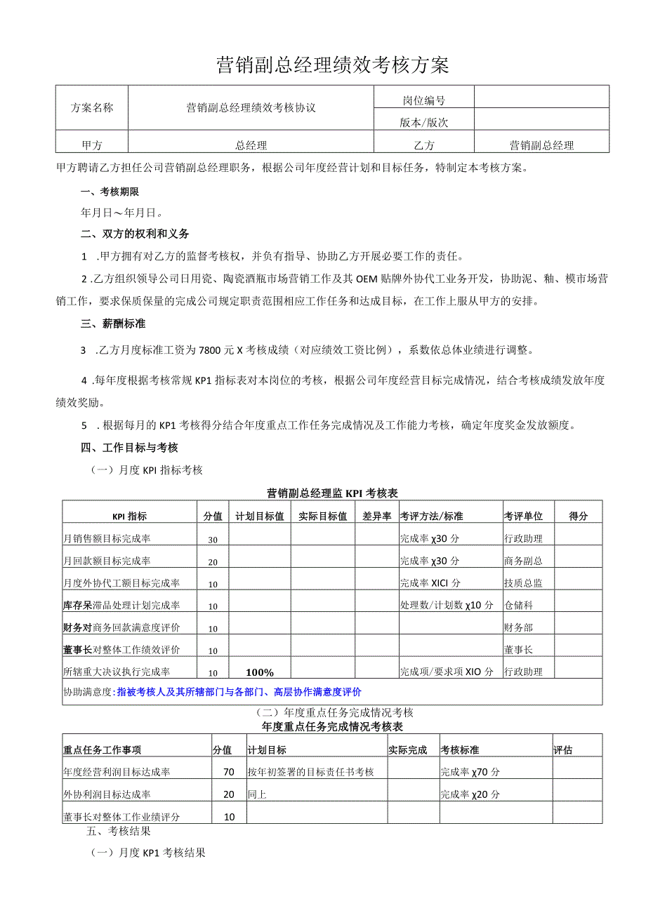 营销副总经理绩效考核方案.docx_第1页