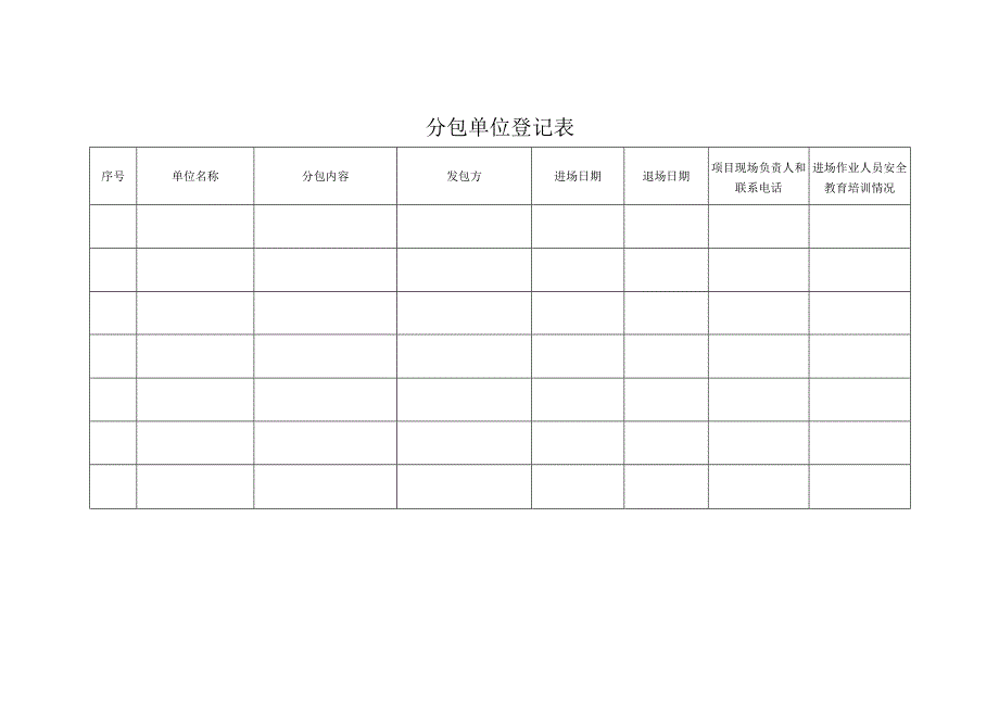 分包单位登记表.docx_第1页