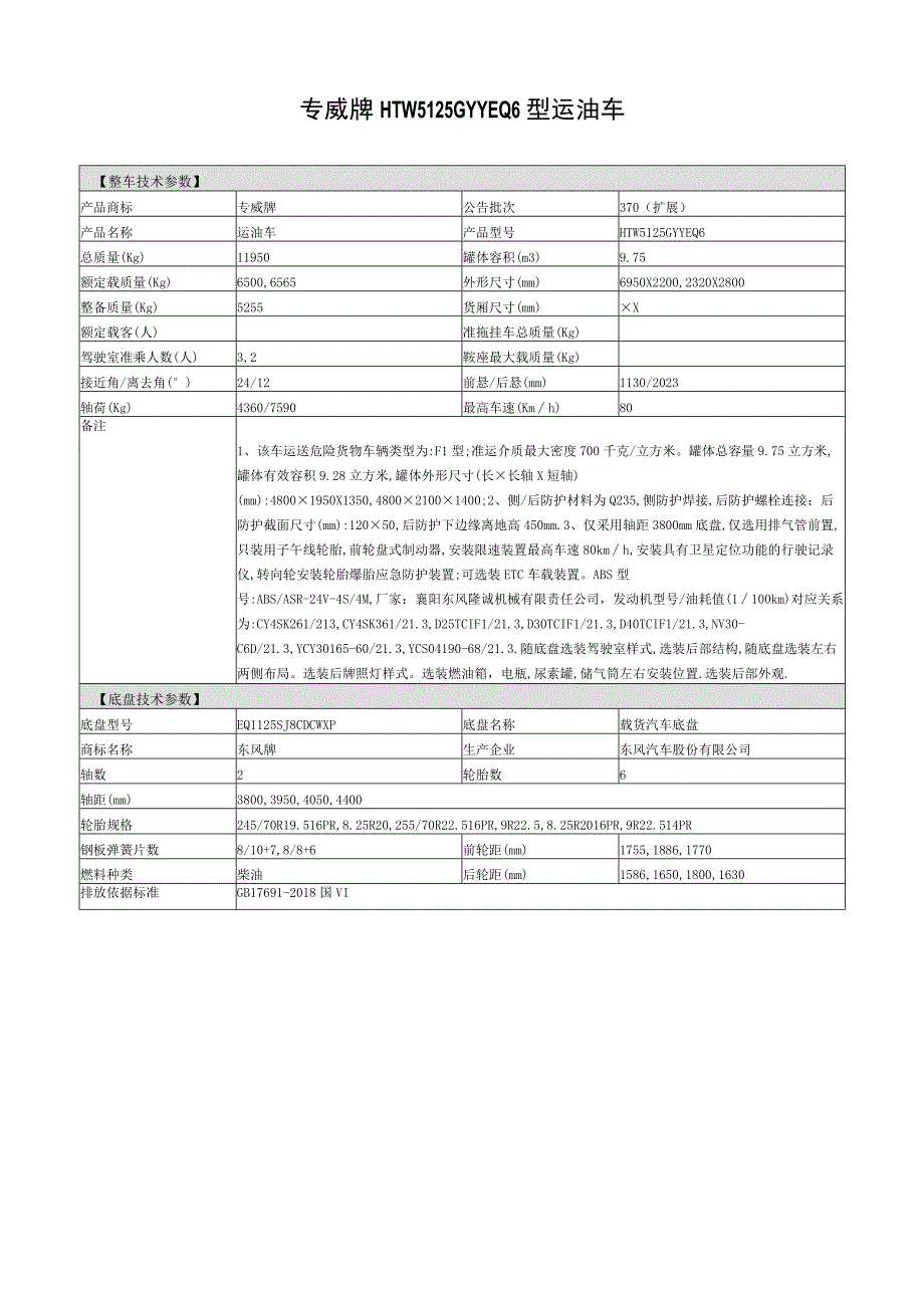 专威牌HTW5125GYYEQ6型运油车.docx_第1页