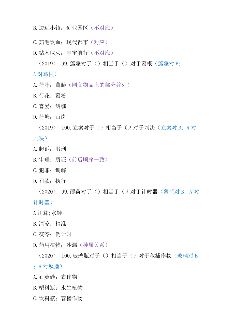 【国考行测真题】8年真题题型总结：类比推理（文字对应）.docx_第3页