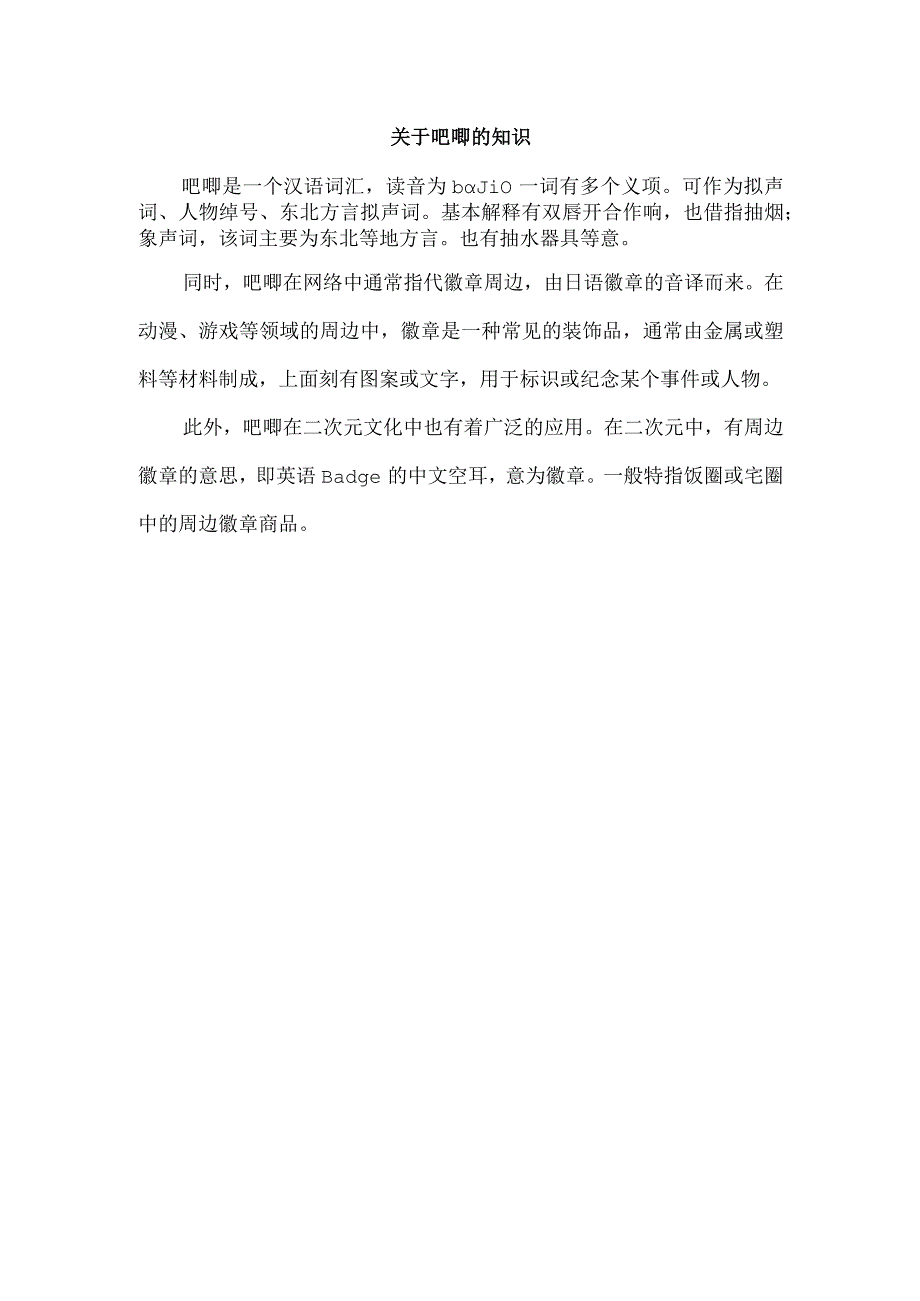 关于吧唧的知识.docx_第1页