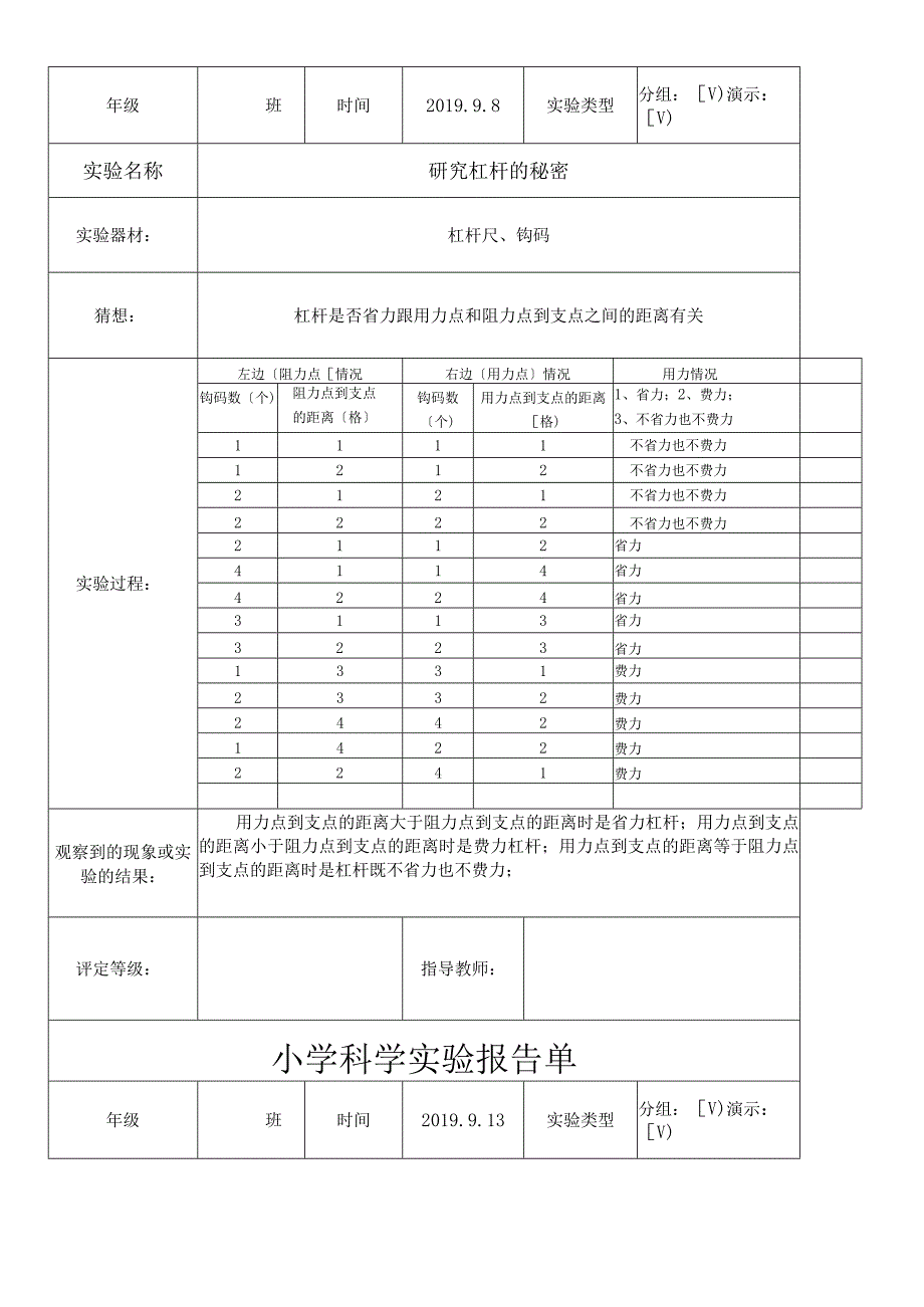 六年级上册科学素材 实验报告单 教科版.docx_第2页