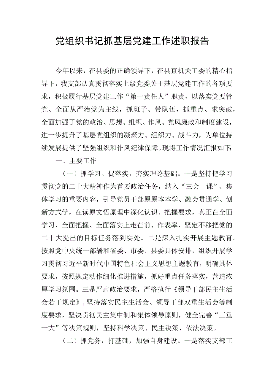 党组织书记抓基层党建工作述职报告.docx_第1页