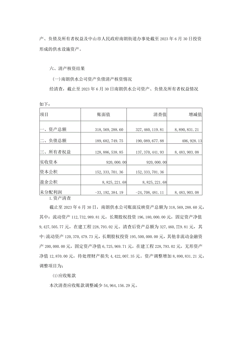 中山公用：中山市南朗供水有限公司清产核资专项审计报告.docx_第3页