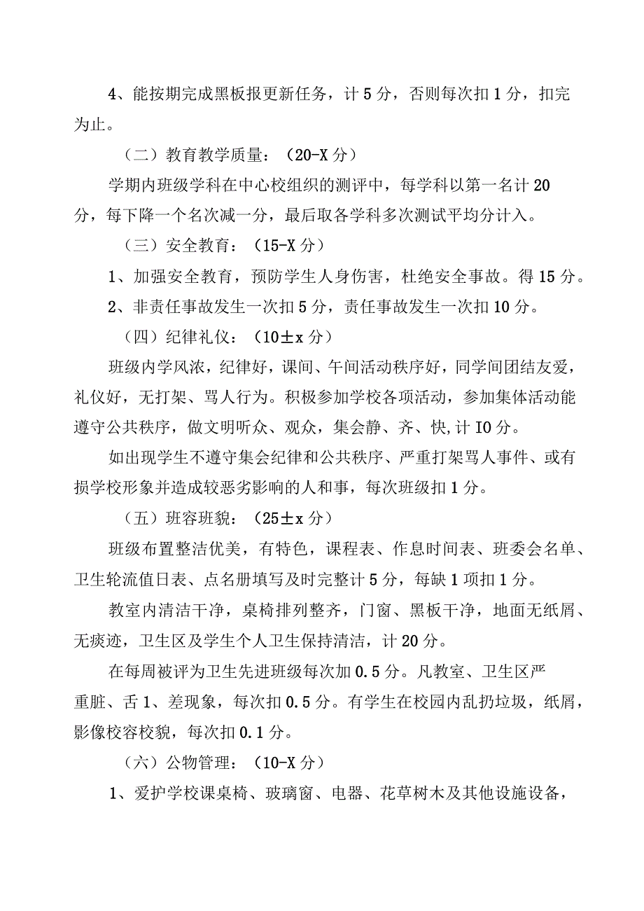 XX小学文明班级评比细则.docx_第2页