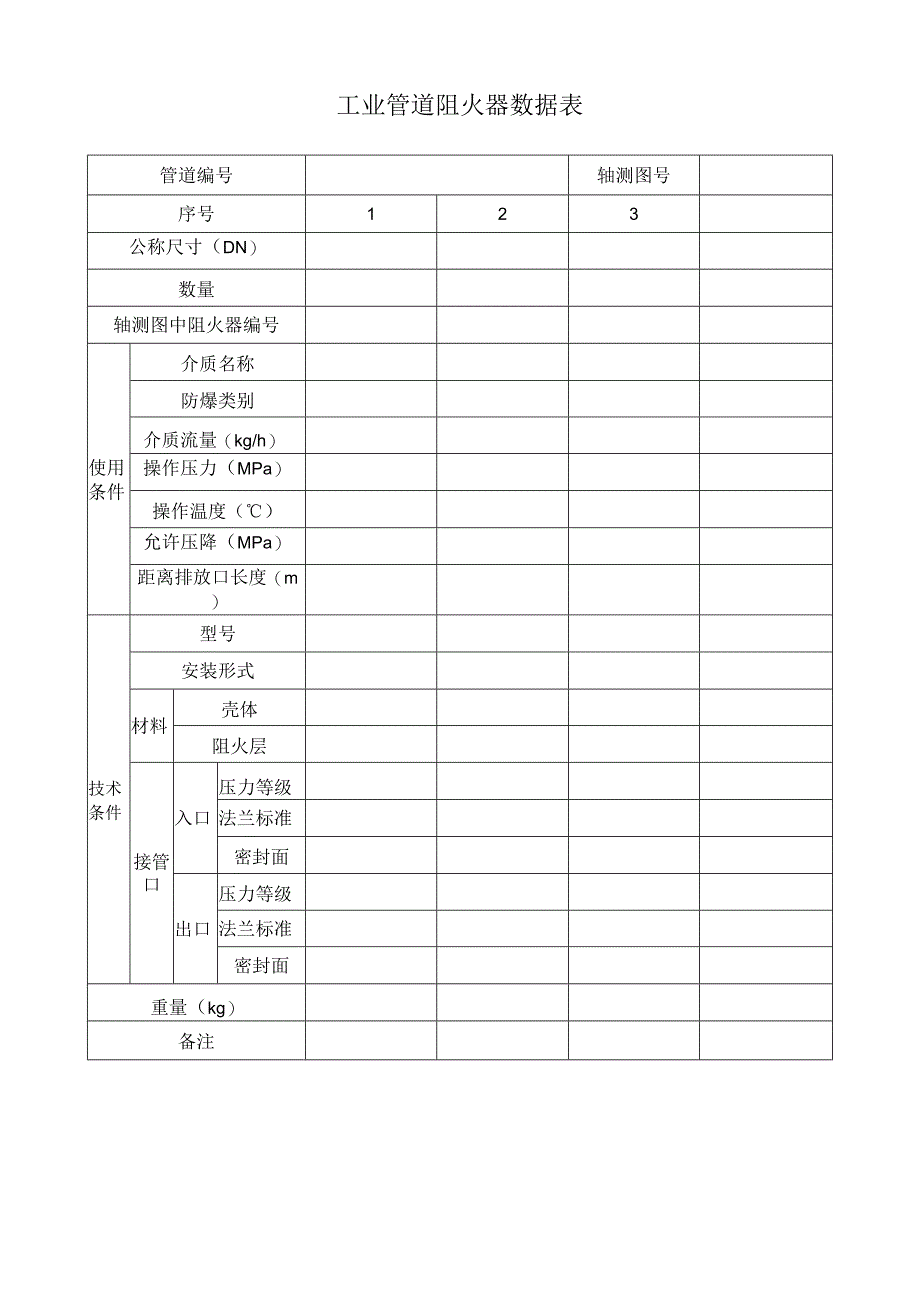 工业管道阻火器数据表.docx_第1页