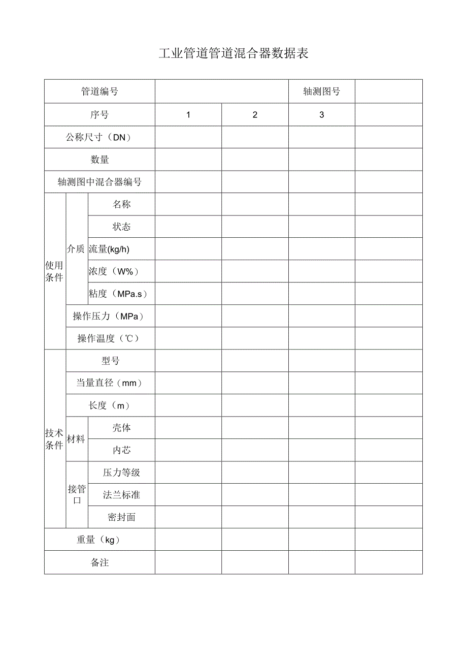 工业管道管道混合器数据表.docx_第1页