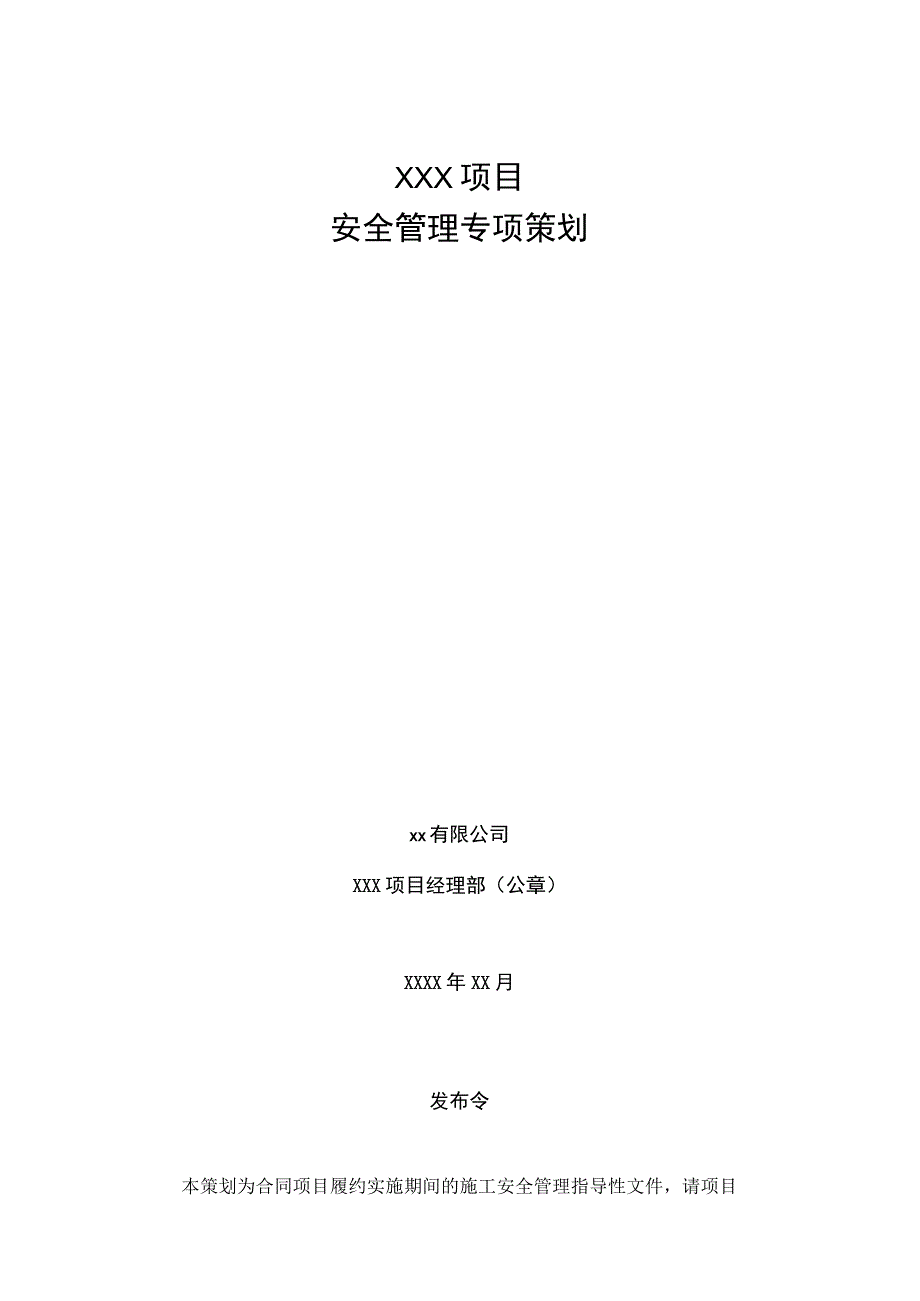 施工项目安全管理专项策划.docx_第1页