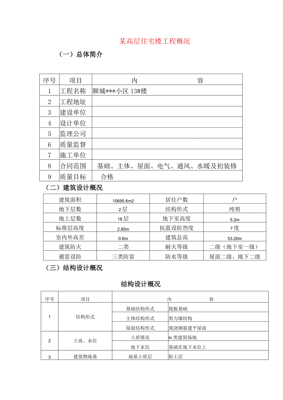 某高层住宅楼工程概况.docx_第1页