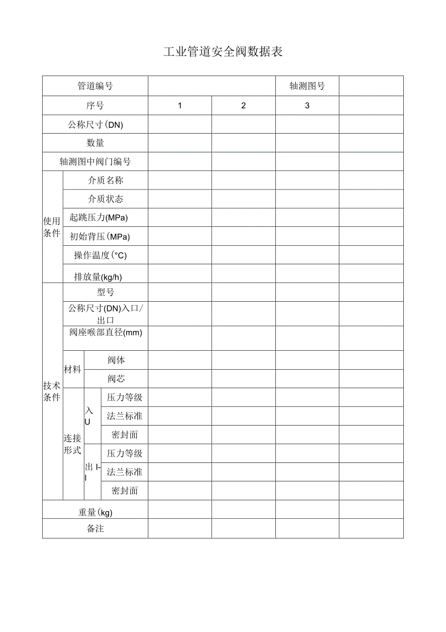 工业管道安全阀数据表.docx_第1页