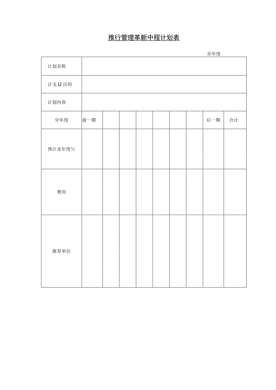 推行管理革新中程计划表和消费者意识变化分析表.docx_第1页