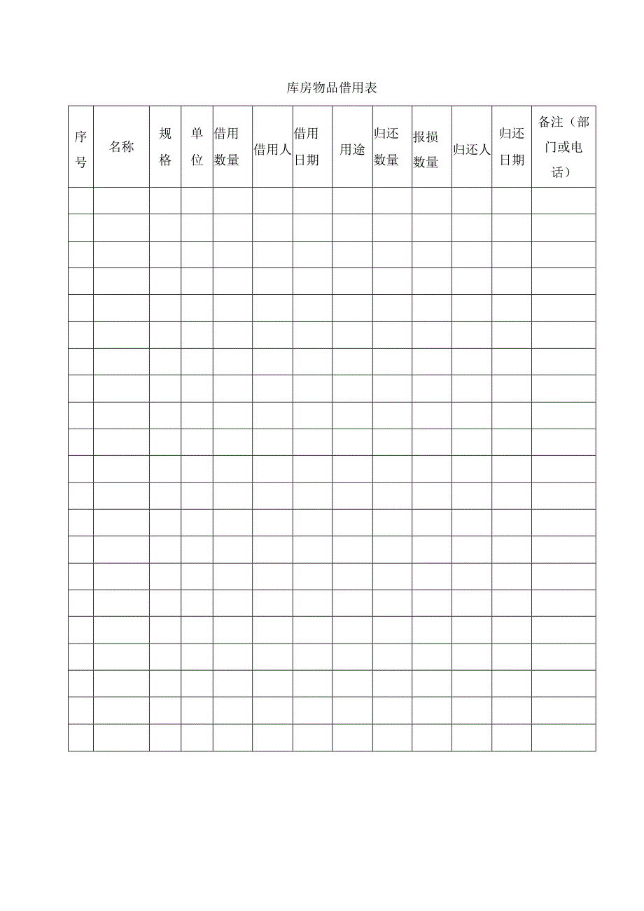 库房物品借用表.docx_第1页