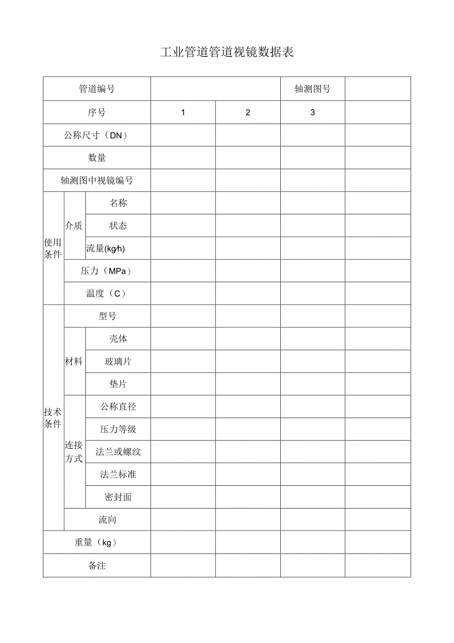 工业管道管道视镜数据表.docx_第1页