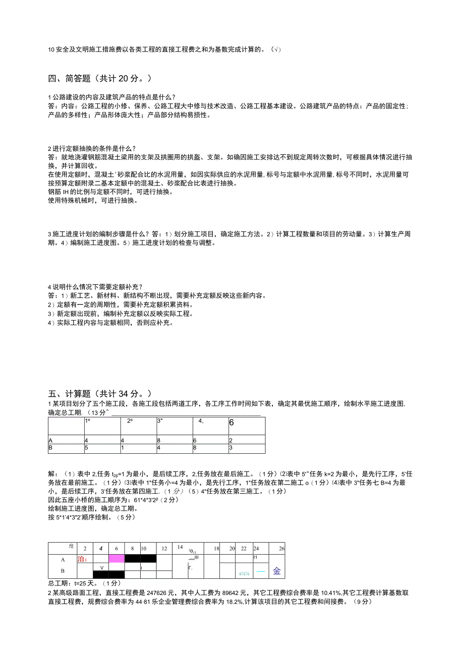 山东交通学院成人学历施工组织概预算期末考试题及参考答案.docx_第2页