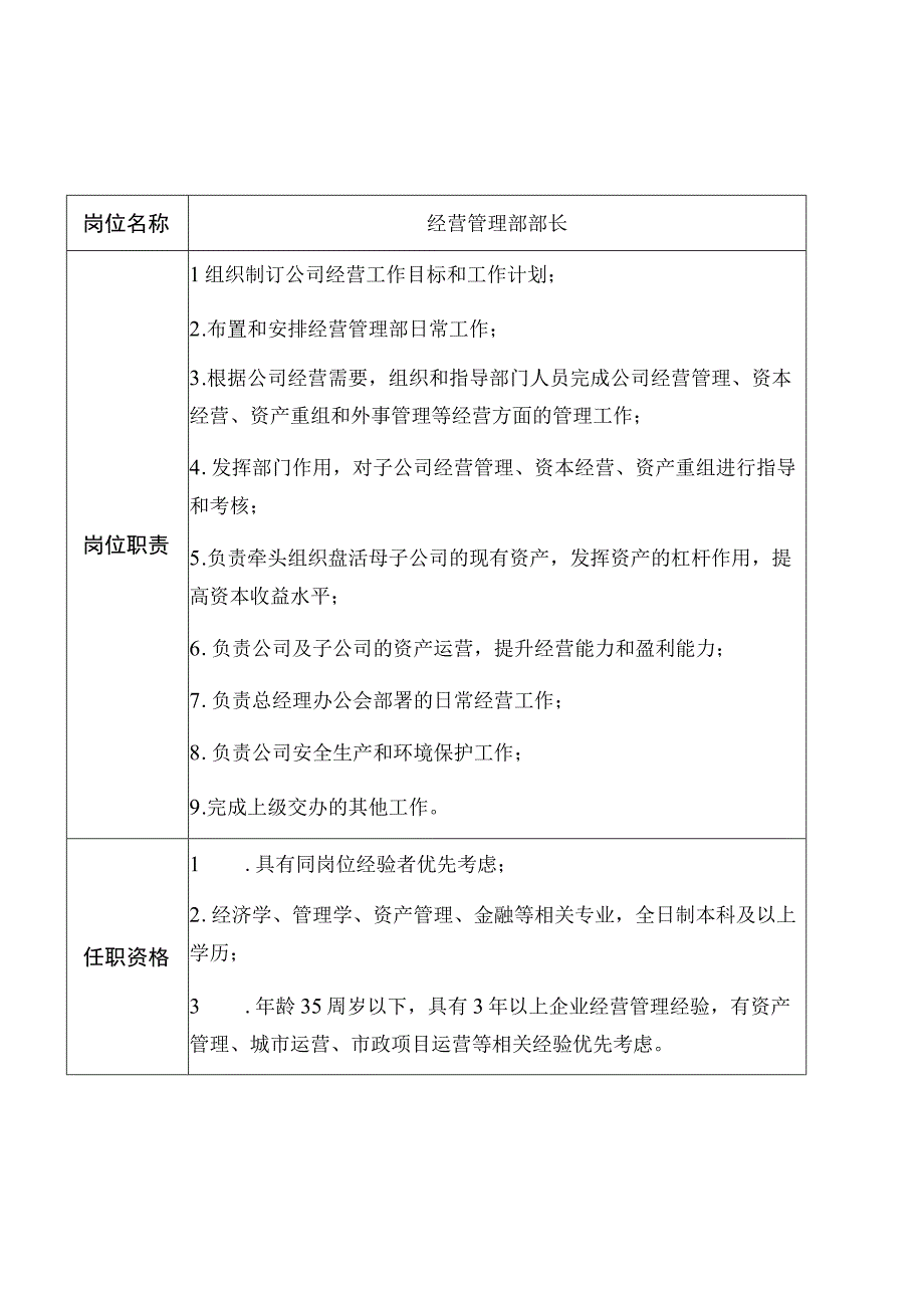 淇县城乡建设开发有限公司综合管理部部长岗位说明书.docx_第3页