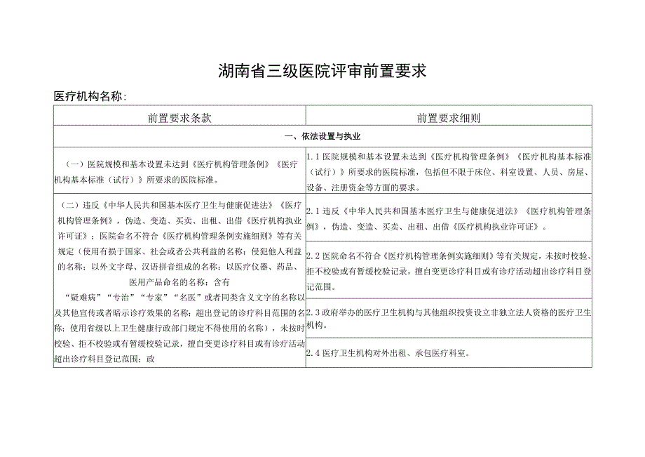 湖南省三级医院评审前置要求.docx_第1页