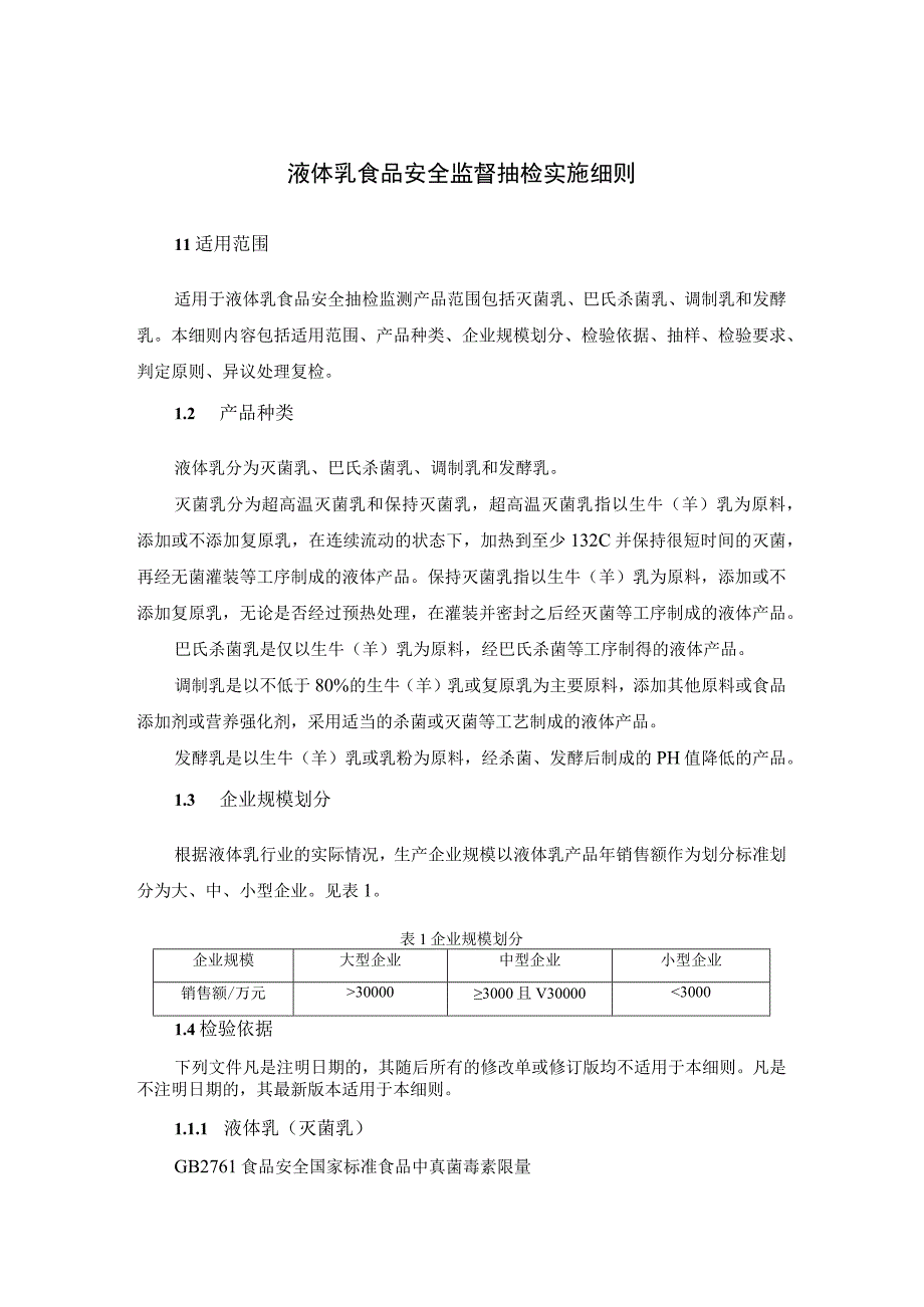 液体乳食品安全监督抽检实施细则检验项目标准及检测方法.docx_第1页