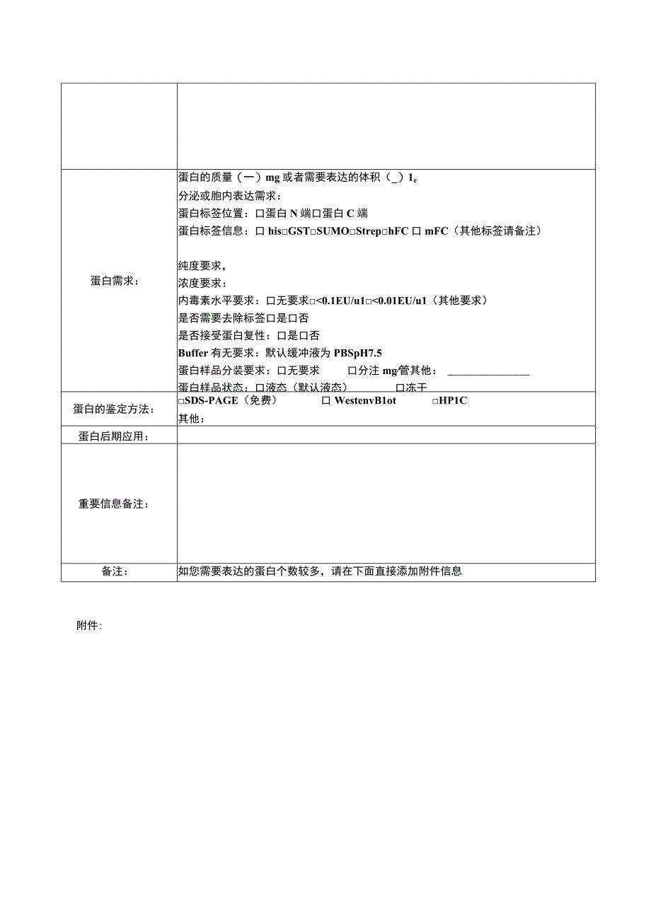 蛋白表达及纯化服务信息收集表.docx_第2页