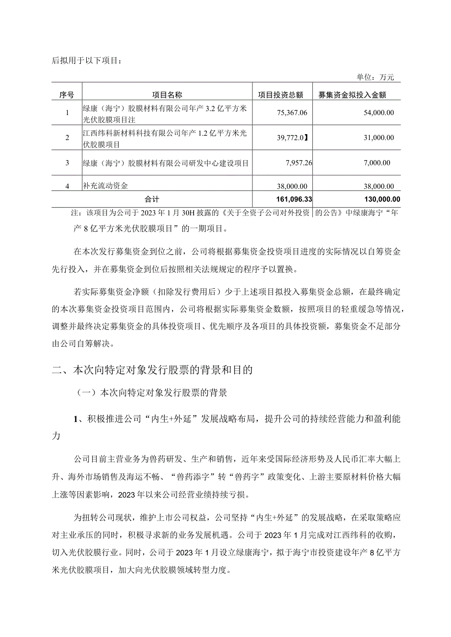 绿康生化：绿康生化2023年度向特定对象发行A股股票募集资金使用可行性分析报告.docx_第2页