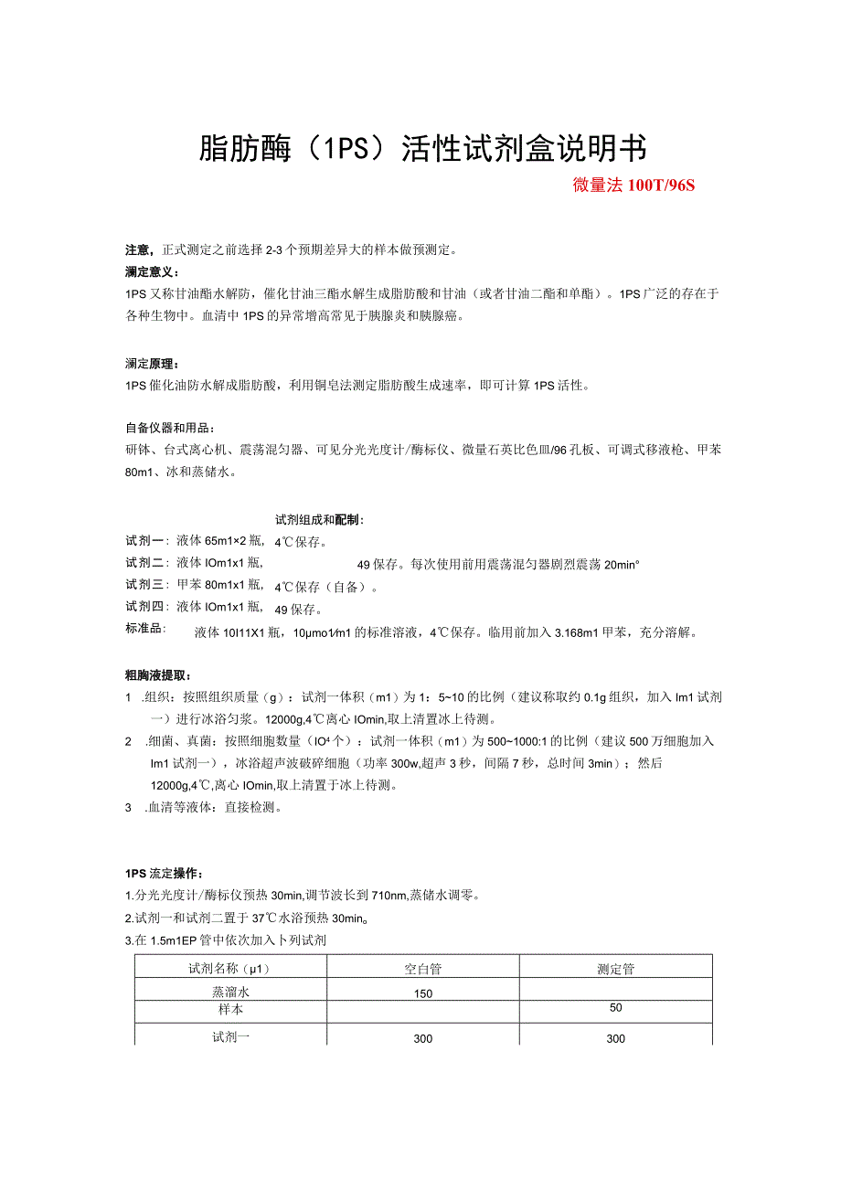 脂肪酶LPS活性试剂盒说明书.docx_第1页