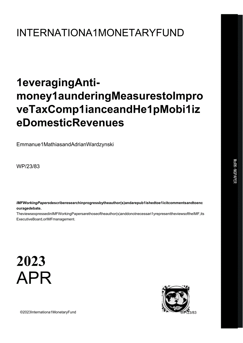 行业报告IMF利用反洗钱措施提高税收合规性并帮助调动国内收入英20234_市场营销策划.docx_第1页