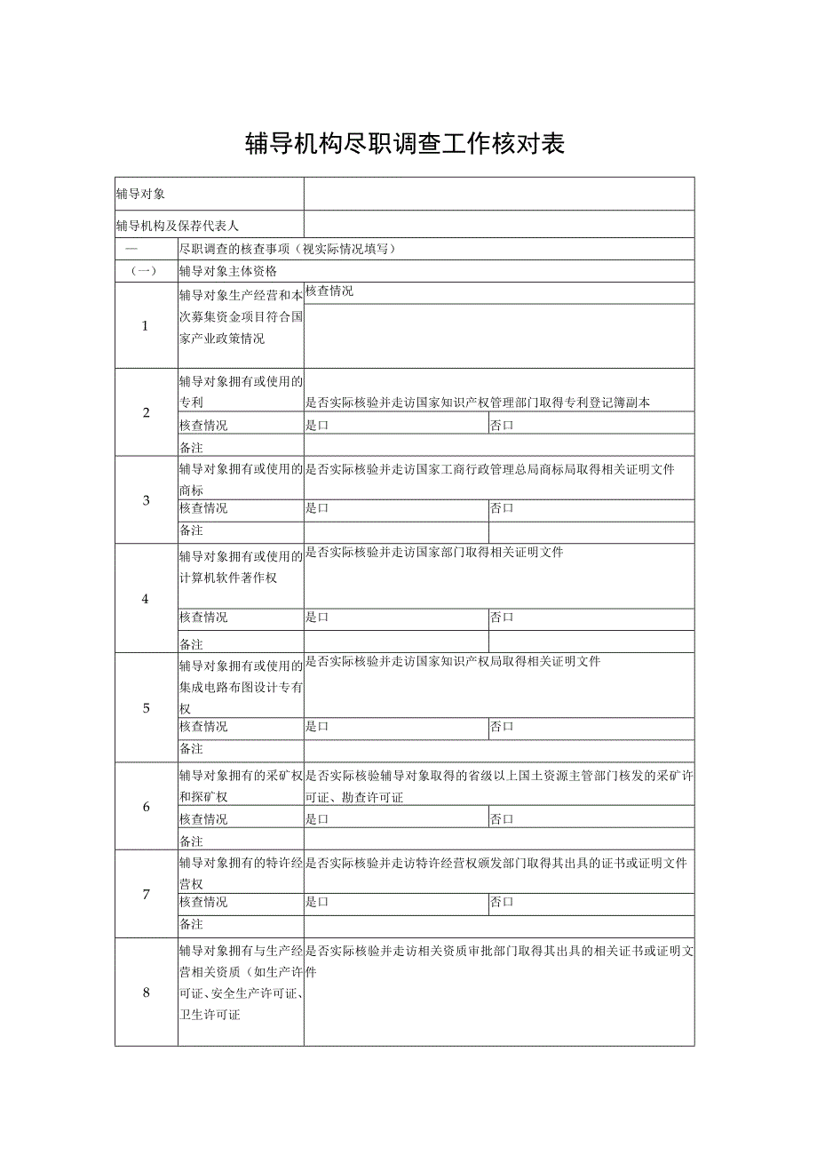 辅导机构尽职调查工作核对表.docx_第1页