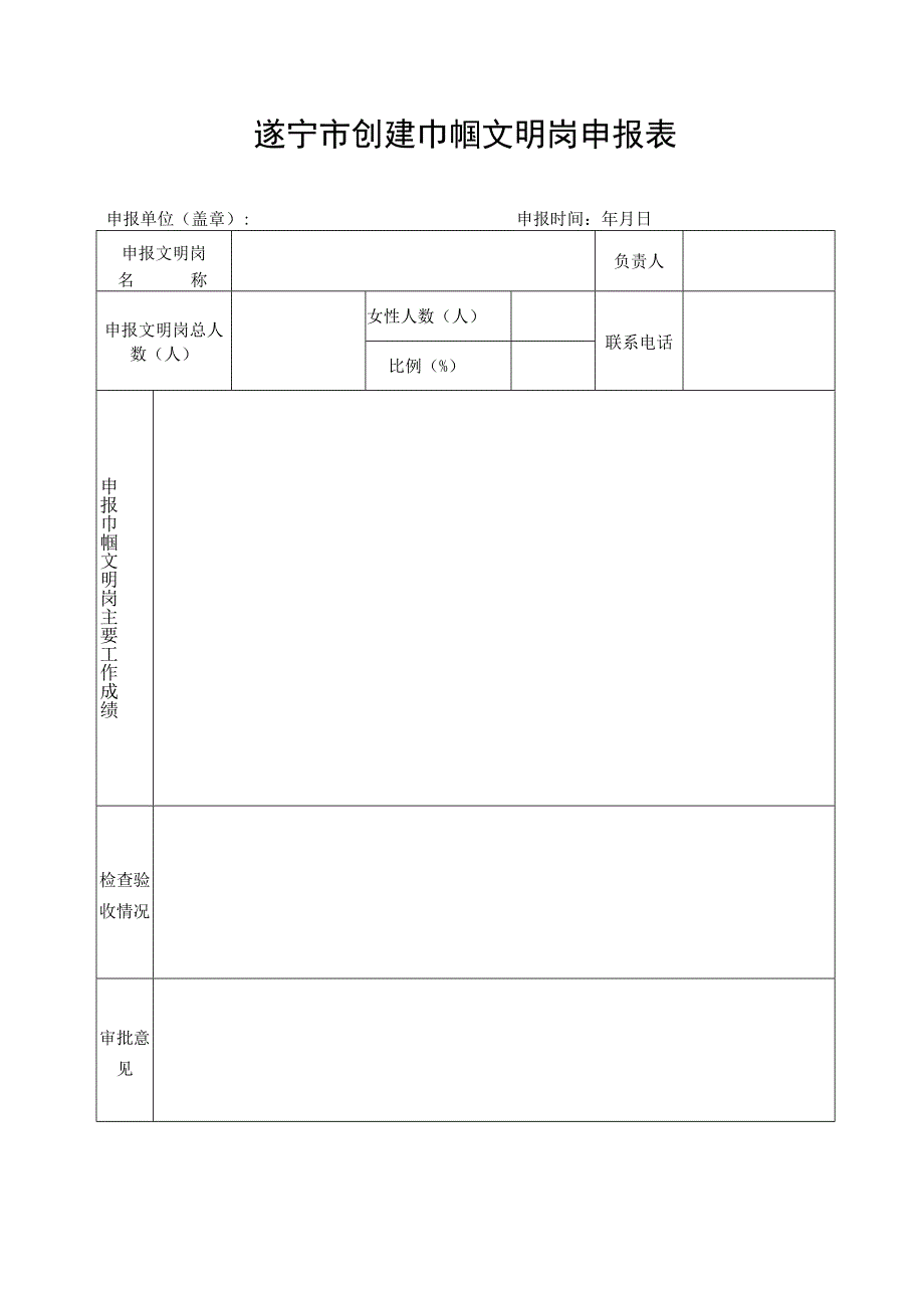 遂宁市创建巾帼文明岗申报表.docx_第1页