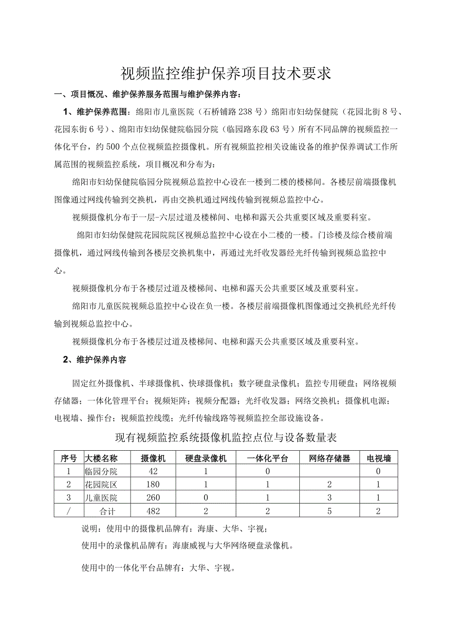 视频监控维护保养项目技术要求.docx_第1页