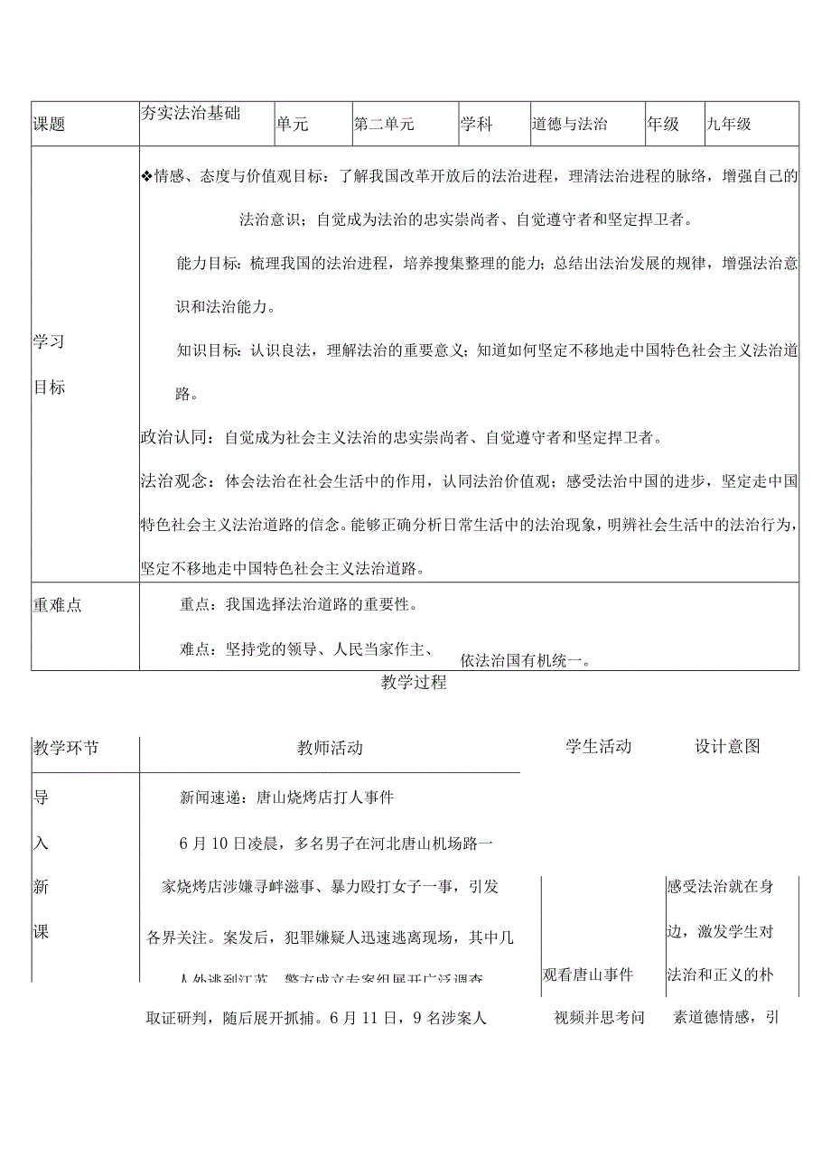 道德与法治人教版九年级上册2018年新编41夯实法治基础教学设计.docx_第1页