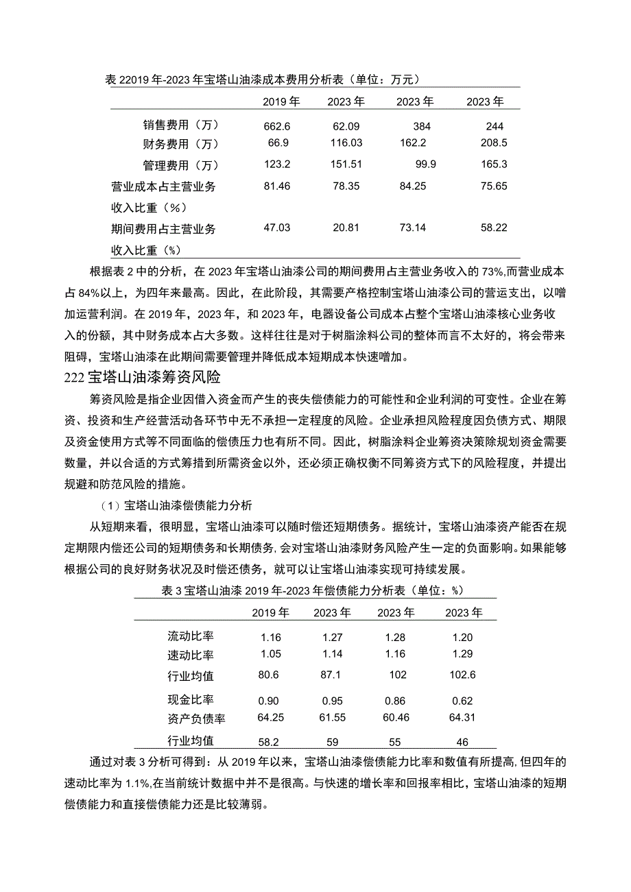 2023《基于近4年数据的树脂涂料企业宝塔山油漆财务风险分析》5100字.docx_第3页