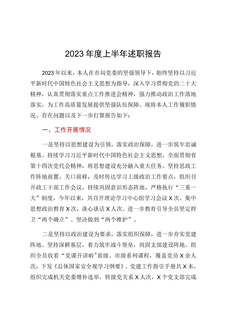 2023年度上半年述职报告.docx_第1页