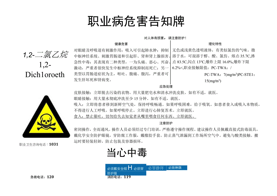 1,2二氯乙烷职业病危害告知牌.docx_第1页