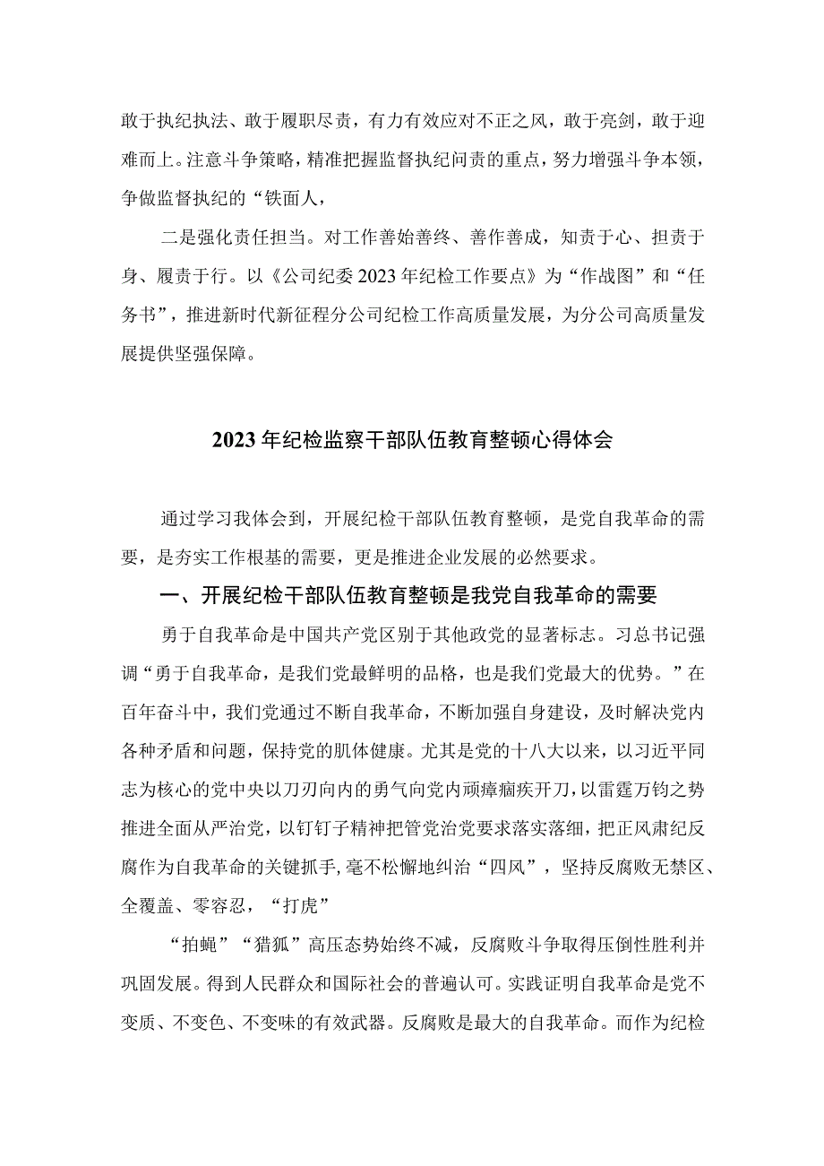 2023年纪检监察干部队伍教育整顿心得体会范文范文精选10篇.docx_第3页