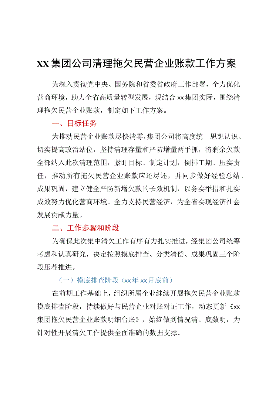 ××集团公司清理拖欠民营企业账款工作方案.docx_第1页