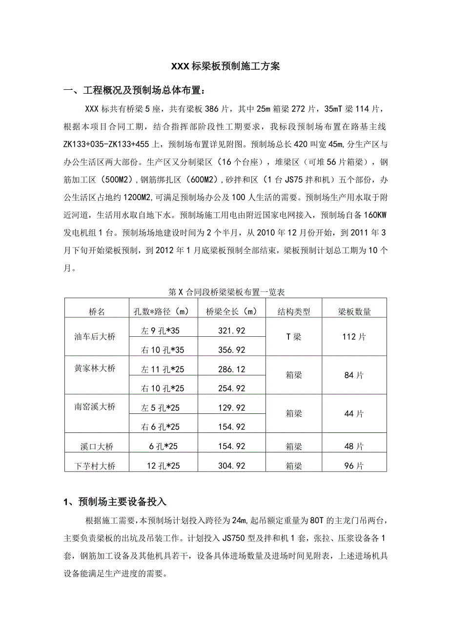 XXX标梁板预制施工方案.docx_第1页