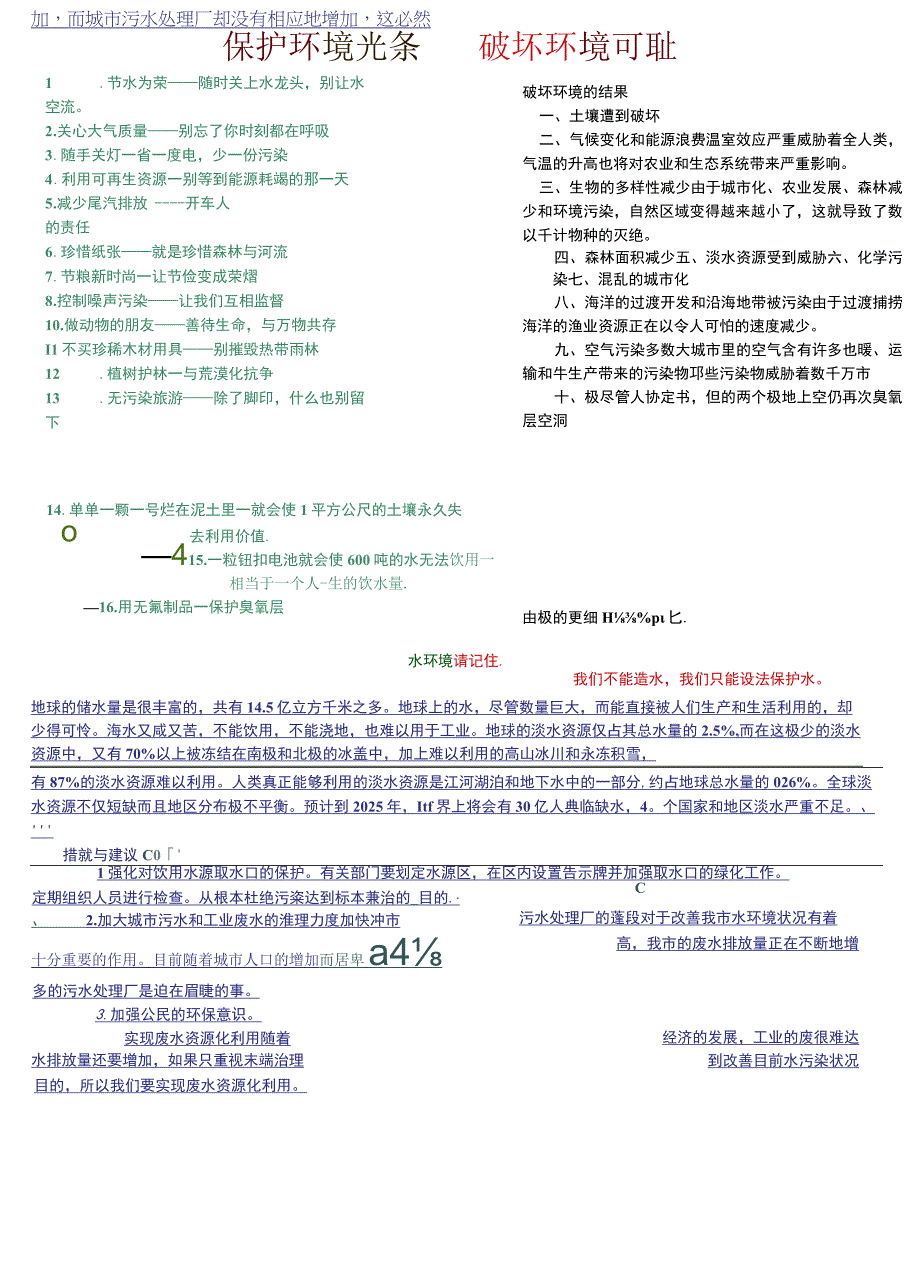 小学中学手抄报word可编辑模板 环保环境保护精美电子小报.docx_第2页