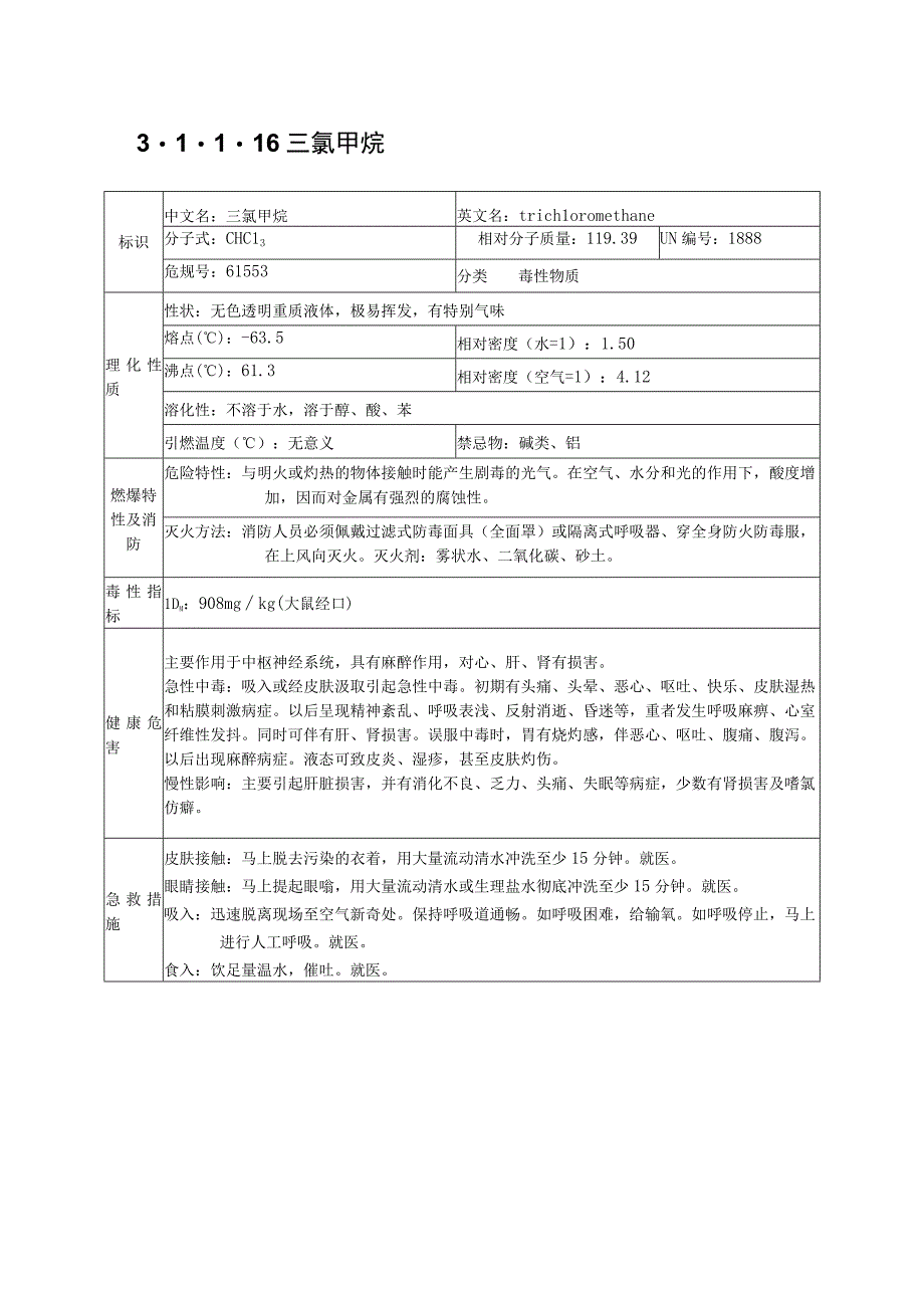 三氯甲烷特性简介表2023版.docx_第1页