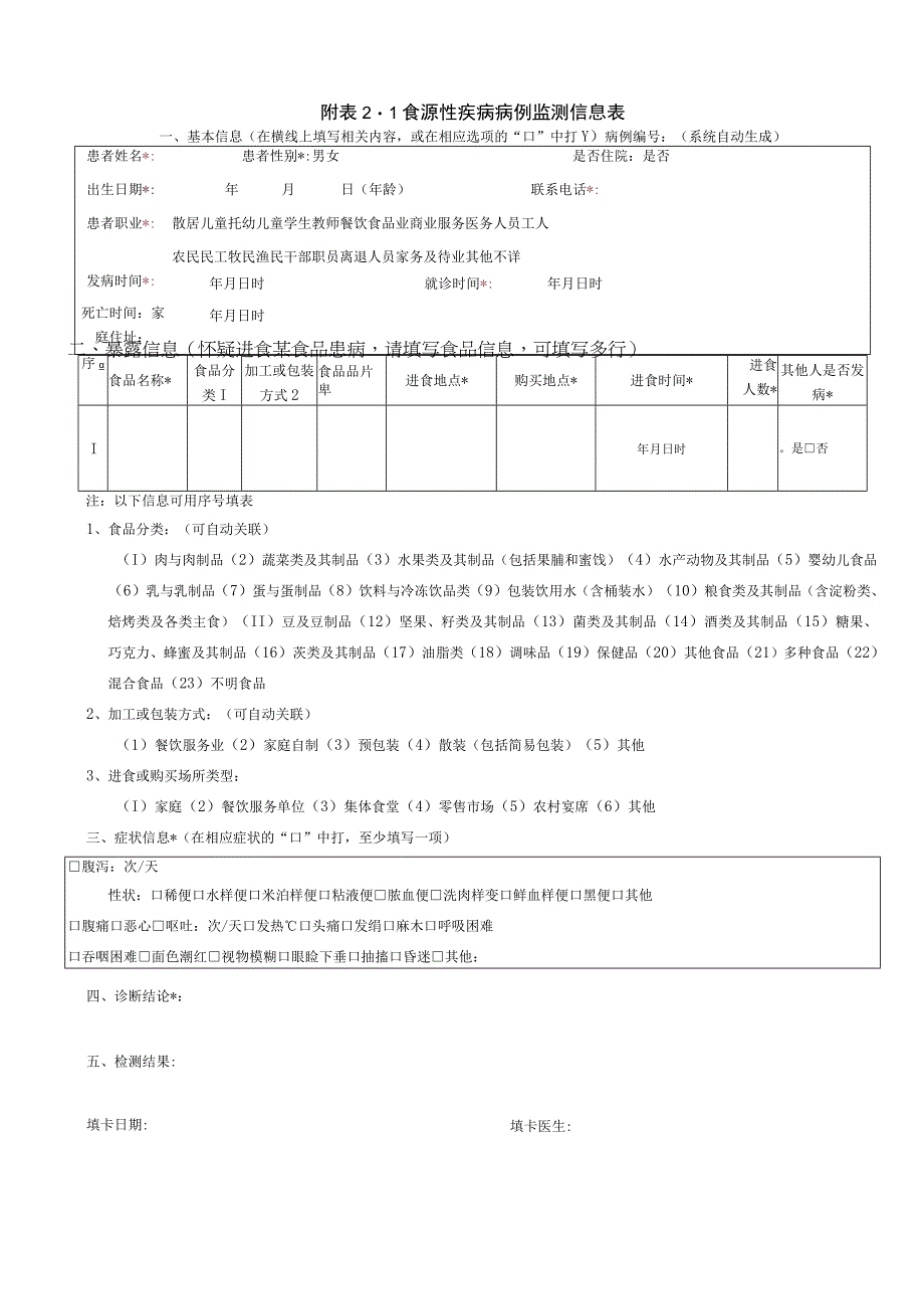 新版食源性疾病报告卡.docx_第1页