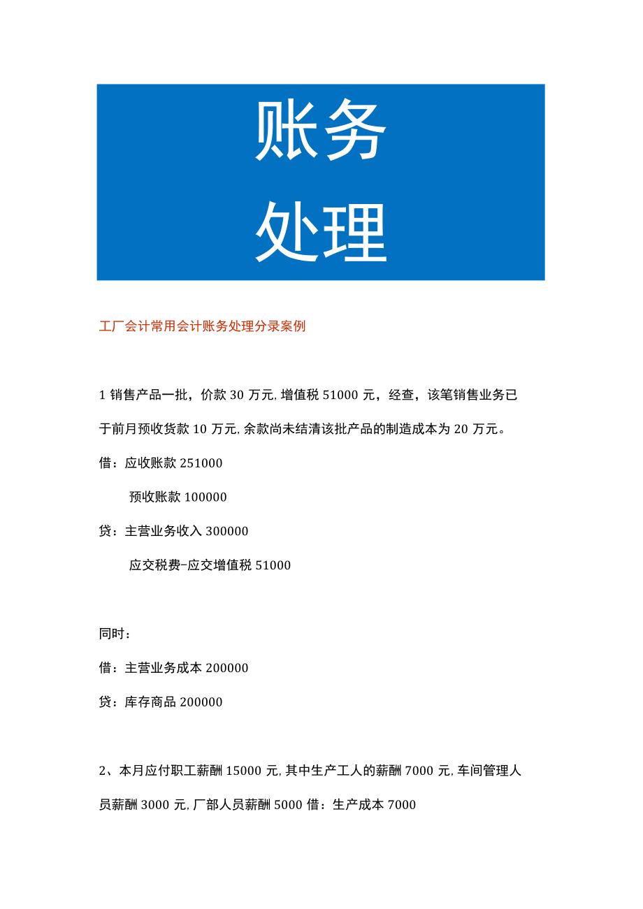 工厂会计常用会计账务处理分录案例.docx_第1页