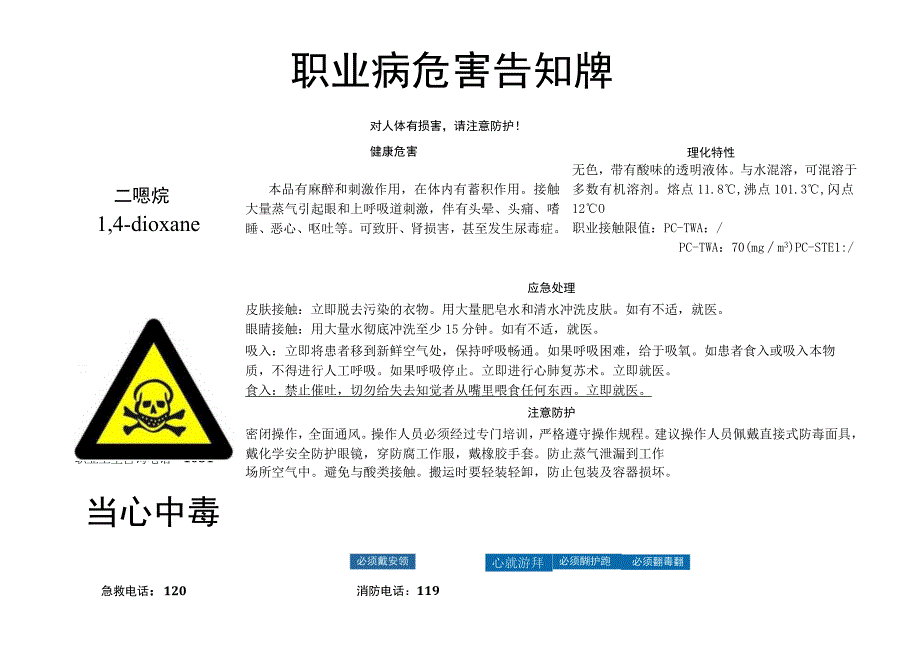 二噁烷职业病危害告知牌.docx_第1页