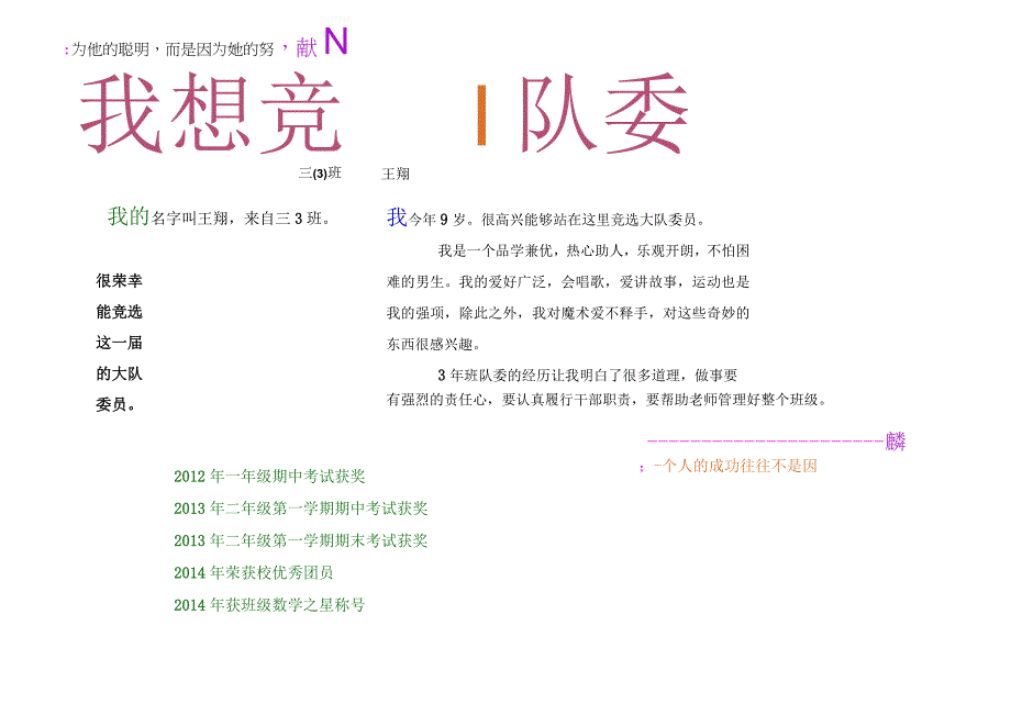 小学初中手抄报word可编辑模板 竞选类竞选电子小报.docx_第1页