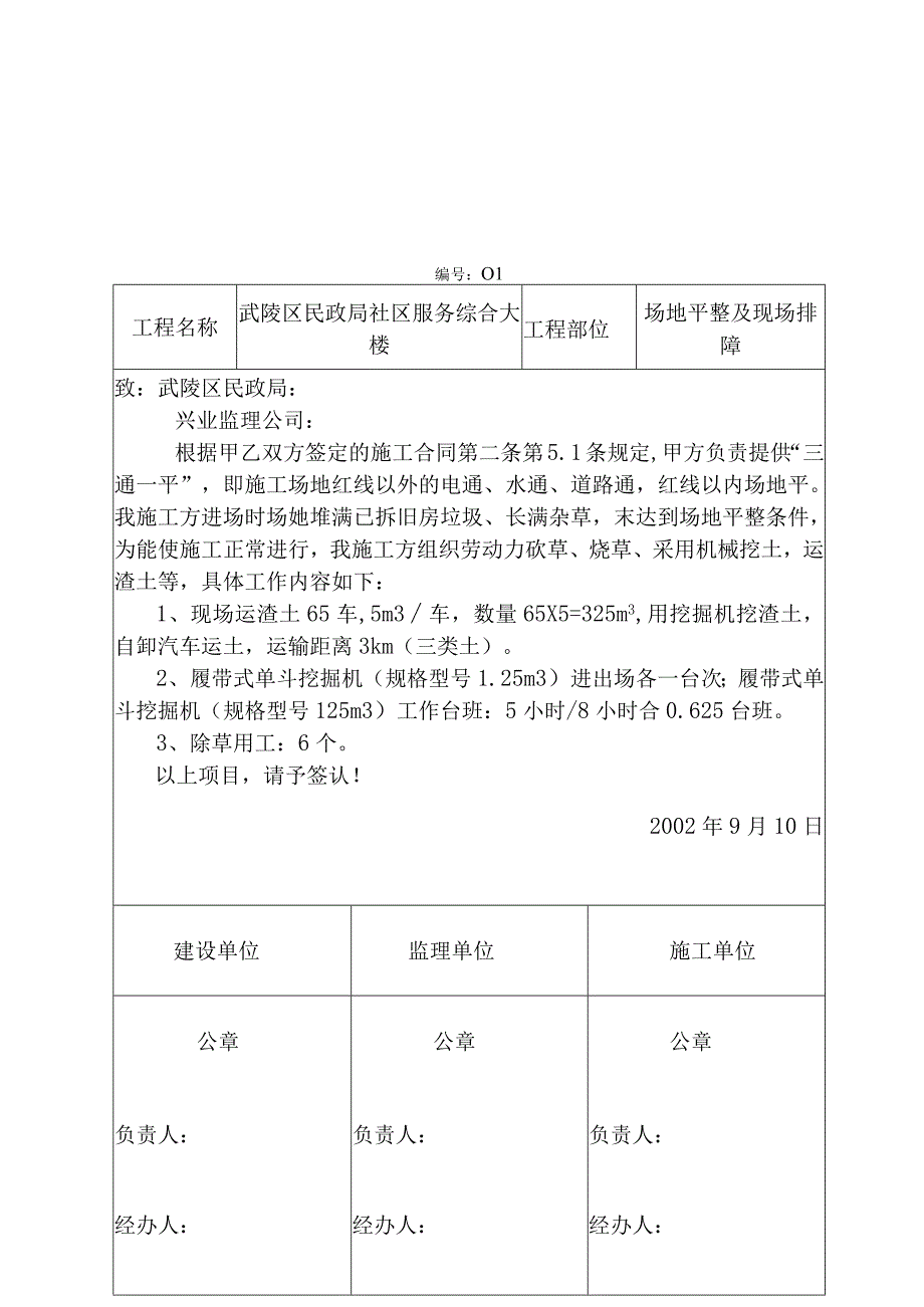 民政局社区服务综合大楼工程现场签证单.docx_第1页