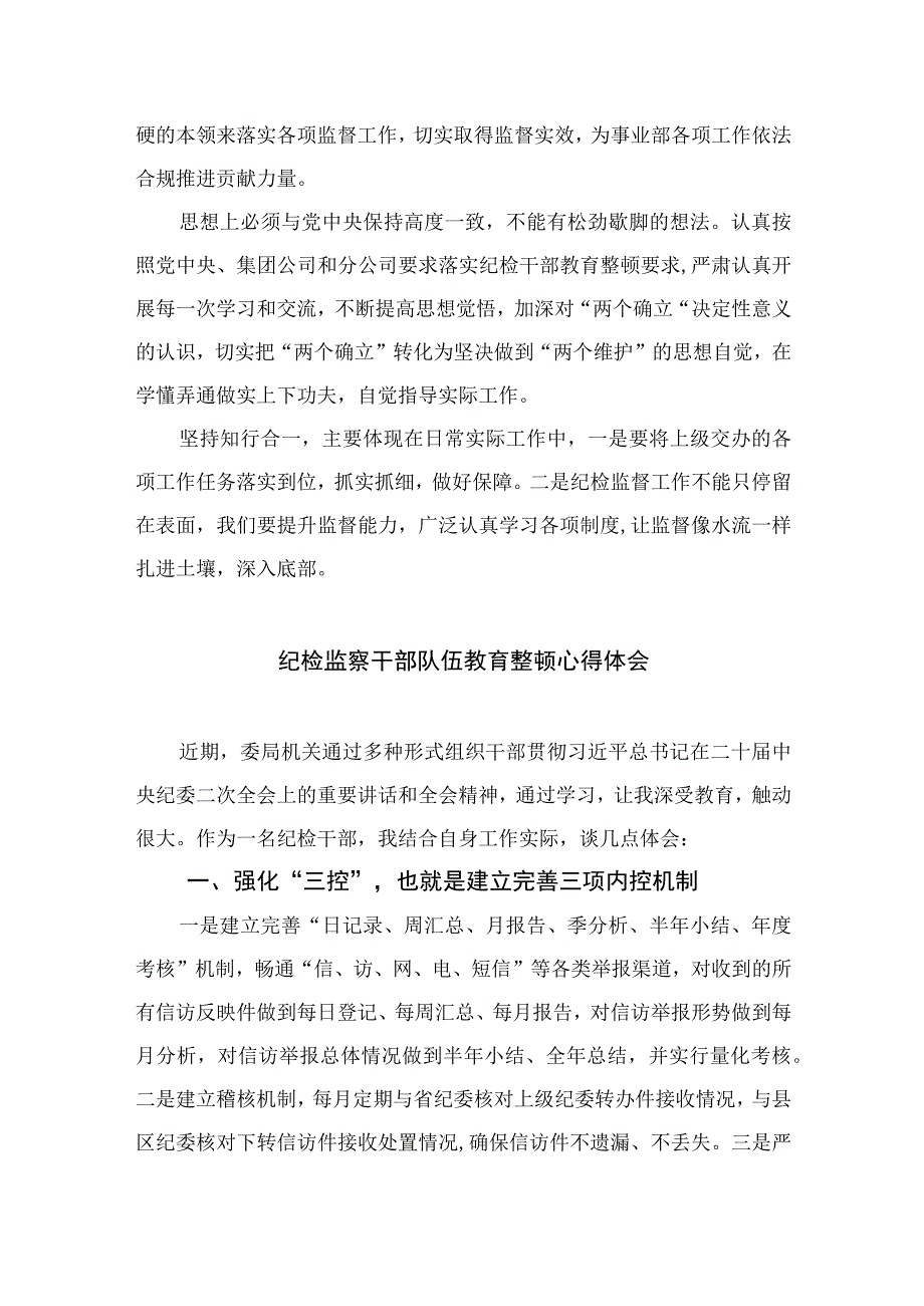 2023年纪检监察干部队伍教育整顿心得体会范文范文精选10篇模板.docx_第3页