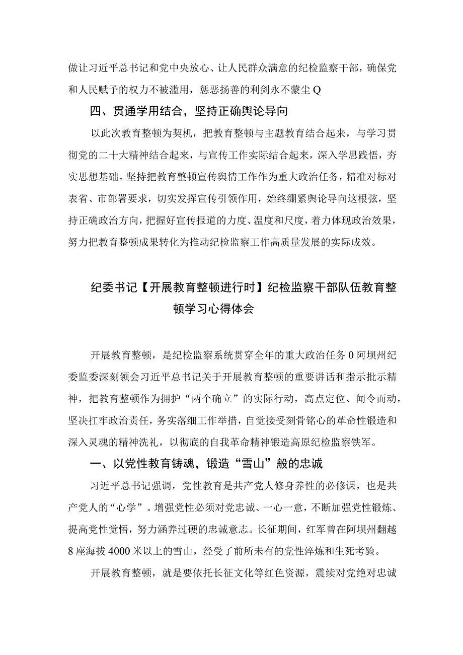 2023纪检监察干部队伍教育整顿心得体会范文范文10篇精选供参考.docx_第2页