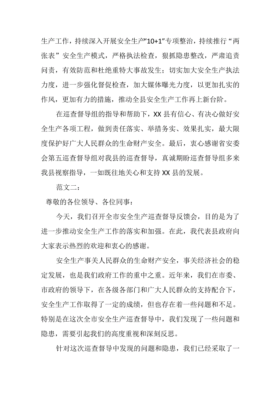 县长在全市安全生产巡查督导反馈会上的表态发言.docx_第3页